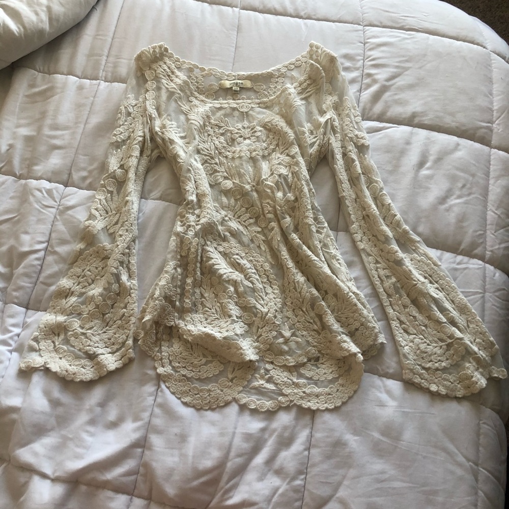 Anthropology long sleeve lace blouse